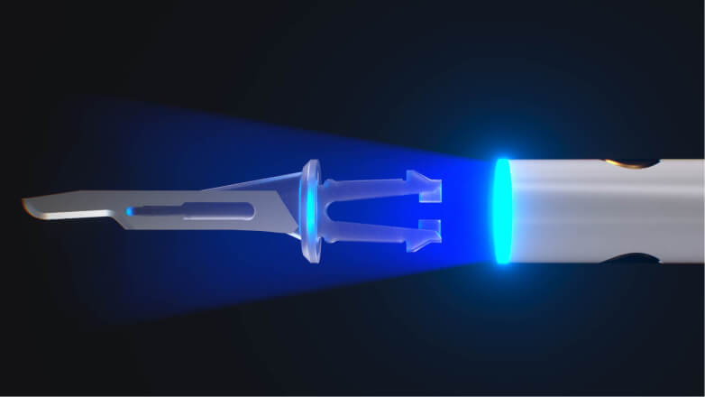 Medical device product visualization with illuminated detail